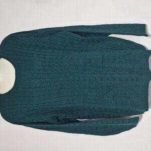 Jessica London Green Cable Knit Sweater Medium Weight